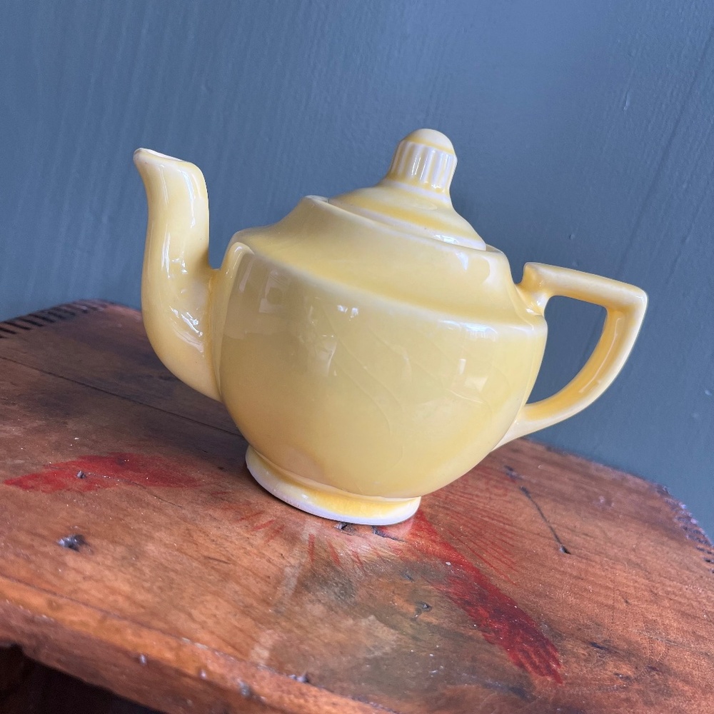 Vintage Yellow Shawnee Ceramic Mini Teapot
